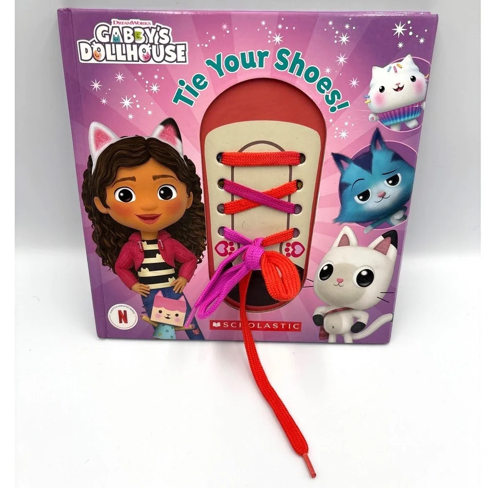 Scholastic Gabby's Dollhouse Tie Your Shoes Book OS Purple Kids Educational Book